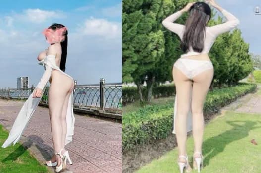 Ảnh thumbnail video Áo dài dâm đãng vạch bím cạnh bờ sông